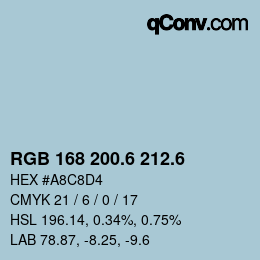 カラーコード: RGB 168 200.6 212.6 | qconv.com