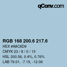 カラーコード: RGB 168 200.6 217.6 | qconv.com