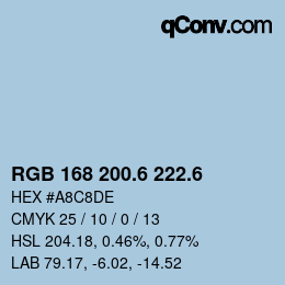 カラーコード: RGB 168 200.6 222.6 | qconv.com