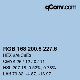 カラーコード: RGB 168 200.6 227.6 | qconv.com