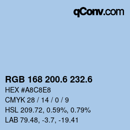 カラーコード: RGB 168 200.6 232.6 | qconv.com