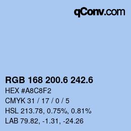 カラーコード: RGB 168 200.6 242.6 | qconv.com
