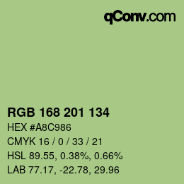 Color code: RGB 168 201 134 | qconv.com
