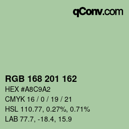 Color code: RGB 168 201 162 | qconv.com