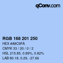 Color code: RGB 168 201 250 | qconv.com