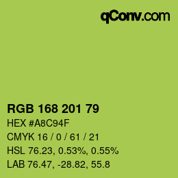 Color code: RGB 168 201 79 | qconv.com