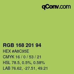 颜色代码: RGB 168 201 94 | qconv.com