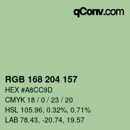 Color code: RGB 168 204 157 | qconv.com