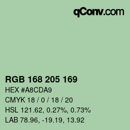 颜色代码: RGB 168 205 169 | qconv.com