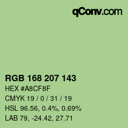 Color code: RGB 168 207 143 | qconv.com