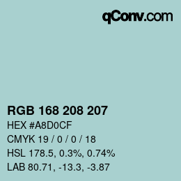 カラーコード: RGB 168 208 207 | qconv.com