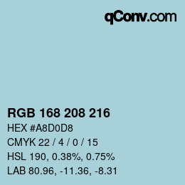 Farbcode: RGB 168 208 216 | qconv.com