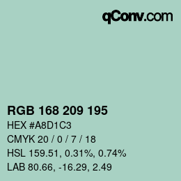 Farbcode: RGB 168 209 195 | qconv.com