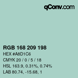 Color code: RGB 168 209 198 | qconv.com