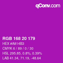 Color code: RGB 168 20 179 | qconv.com