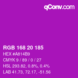 颜色代码: RGB 168 20 185 | qconv.com