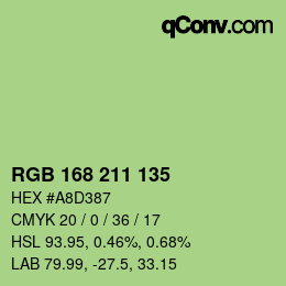 Color code: RGB 168 211 135 | qconv.com