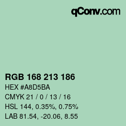 カラーコード: RGB 168 213 186 | qconv.com