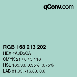 颜色代码: RGB 168 213 202 | qconv.com