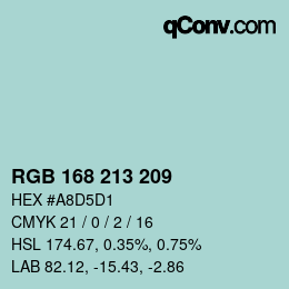 Color code: RGB 168 213 209 | qconv.com