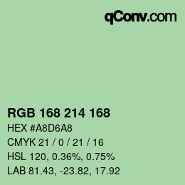 颜色代码: RGB 168 214 168 | qconv.com