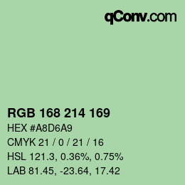 颜色代码: RGB 168 214 169 | qconv.com