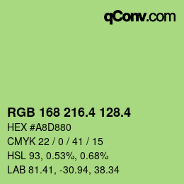 カラーコード: RGB 168 216.4 128.4 | qconv.com