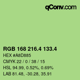 カラーコード: RGB 168 216.4 133.4 | qconv.com