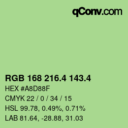 カラーコード: RGB 168 216.4 143.4 | qconv.com