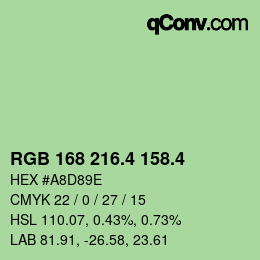 カラーコード: RGB 168 216.4 158.4 | qconv.com