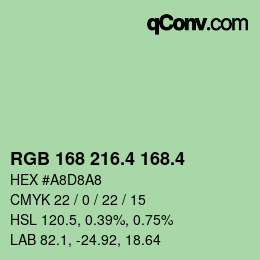 カラーコード: RGB 168 216.4 168.4 | qconv.com