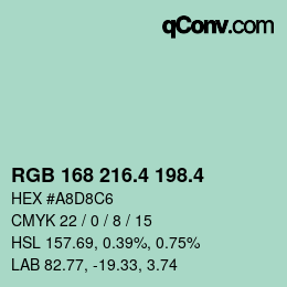 カラーコード: RGB 168 216.4 198.4 | qconv.com
