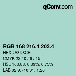 カラーコード: RGB 168 216.4 203.4 | qconv.com