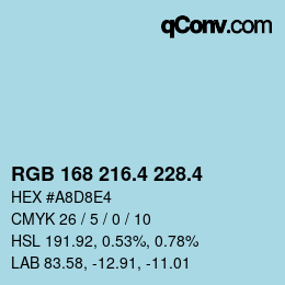カラーコード: RGB 168 216.4 228.4 | qconv.com