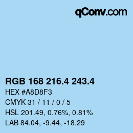 カラーコード: RGB 168 216.4 243.4 | qconv.com