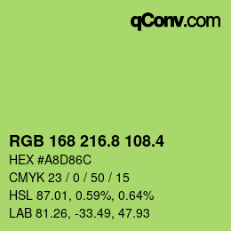 カラーコード: RGB 168 216.8 108.4 | qconv.com