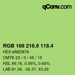 カラーコード: RGB 168 216.8 118.4 | qconv.com