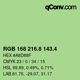 カラーコード: RGB 168 216.8 143.4 | qconv.com