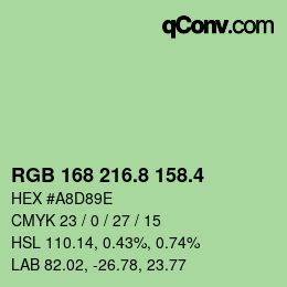 カラーコード: RGB 168 216.8 158.4 | qconv.com