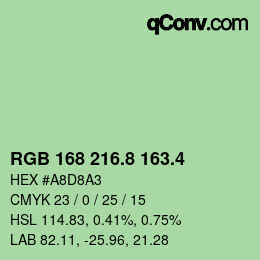 カラーコード: RGB 168 216.8 163.4 | qconv.com