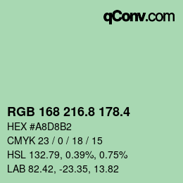 カラーコード: RGB 168 216.8 178.4 | qconv.com
