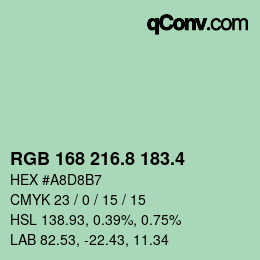 カラーコード: RGB 168 216.8 183.4 | qconv.com