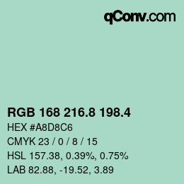 カラーコード: RGB 168 216.8 198.4 | qconv.com