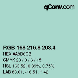 カラーコード: RGB 168 216.8 203.4 | qconv.com