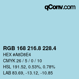カラーコード: RGB 168 216.8 228.4 | qconv.com