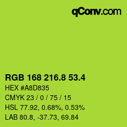 カラーコード: RGB 168 216.8 53.4 | qconv.com