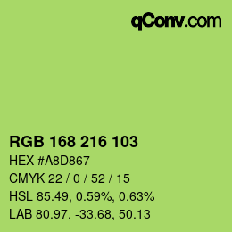 Color code: RGB 168 216 103 | qconv.com