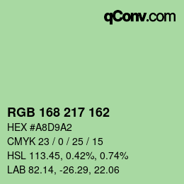 Color code: RGB 168 217 162 | qconv.com
