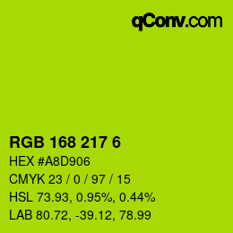 Color code: RGB 168 217 6 | qconv.com