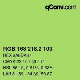 カラーコード: RGB 168 218.2 103 | qconv.com